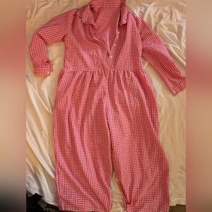 Women's Pink Gingham Jumpsuit